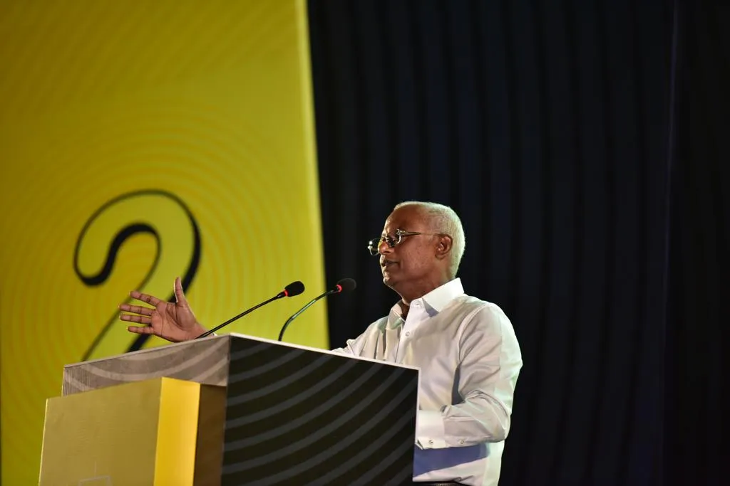 President Solih at tonight's rally. Picture : MDP