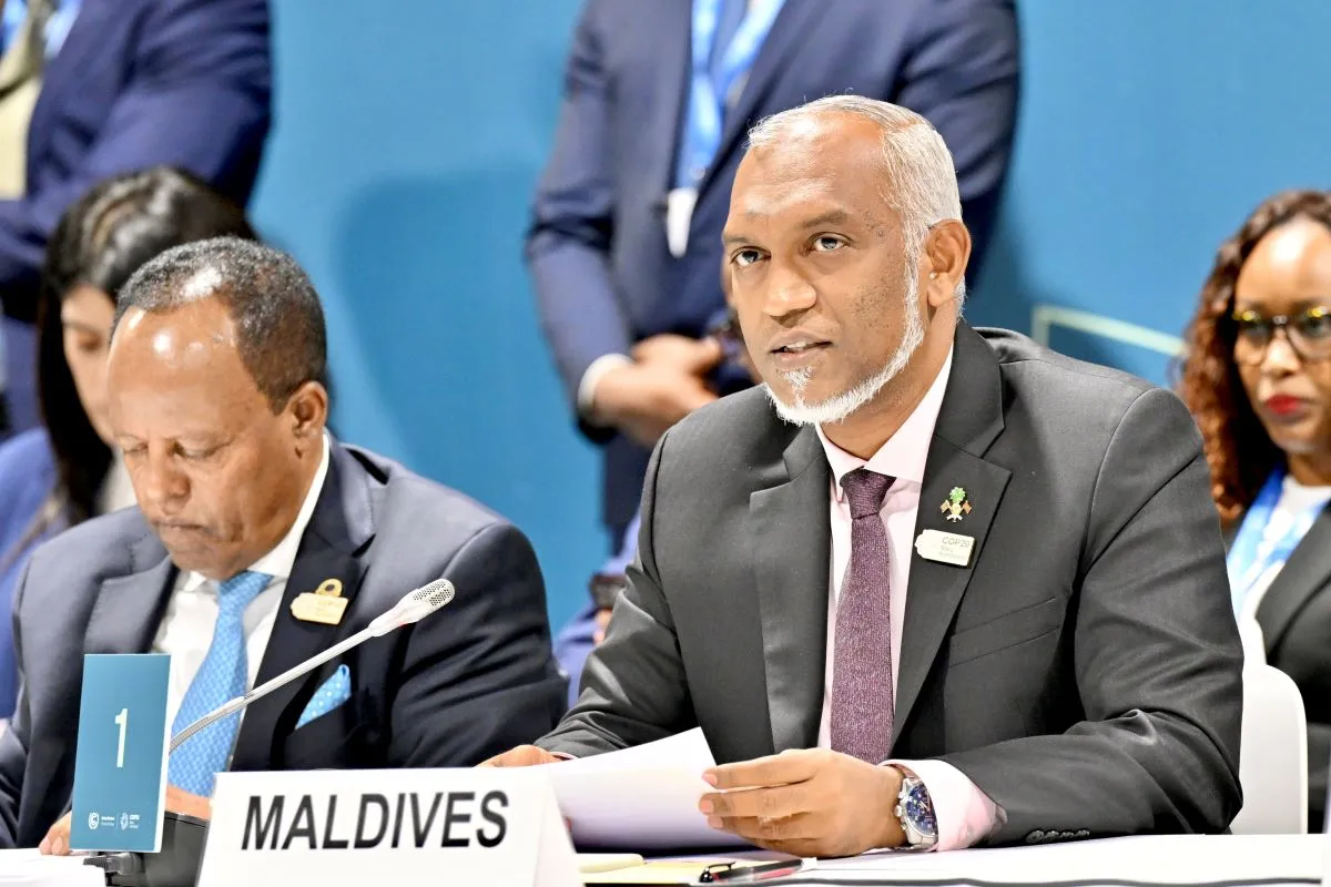 President Dr. Muizzu at High-Level Event on Delivering Early Warnings for All and Addressing Extreme Heat at COP29 (Photo/President's Office)