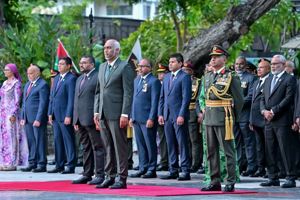 President Dr. Muizzu at flag-hoisting and guard-mounting ceremony held this morning (Photo/President's Office)