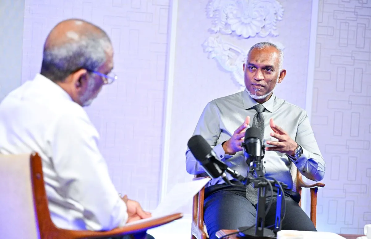 President Dr. Muizzu speaking in the President’s Office podcast “Rayyithunnaa Eku” (Photo/President's Office)