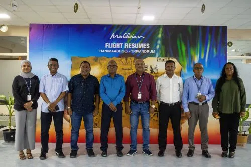 Ceremony held today to celebrate resumption of flights from Hanimaadhoo to Trivandrum (Photo/ MaldivianAeor)