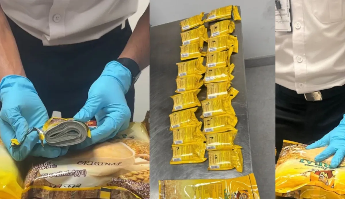 The seized money hidden in Ye Ye cereal packets (Photo/Maldives Police Service)