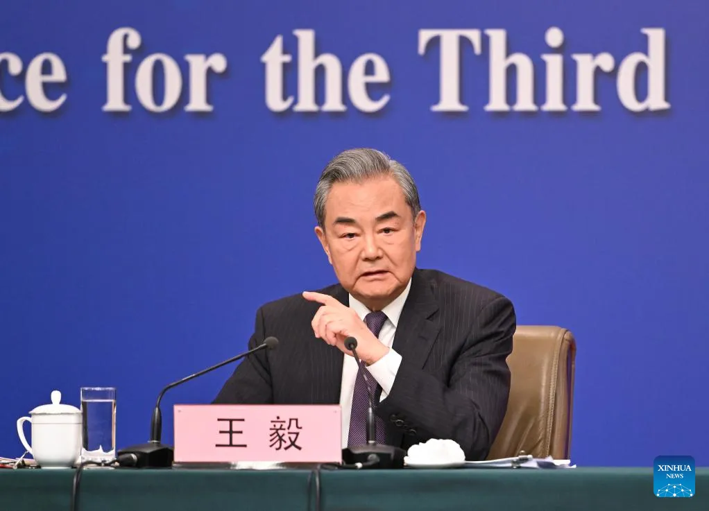 Chinese Foreign Minister Wang Yi, at14th National People's Congress (NPC) in Beijing on March 7, 2025 (Photo/Xinhua news, Liu Dawei)