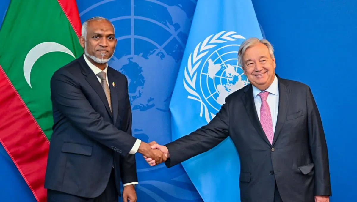 President Dr. Muizzu and United Nations Secretary-General Antonio Guterres (Photo/President’s Office)
