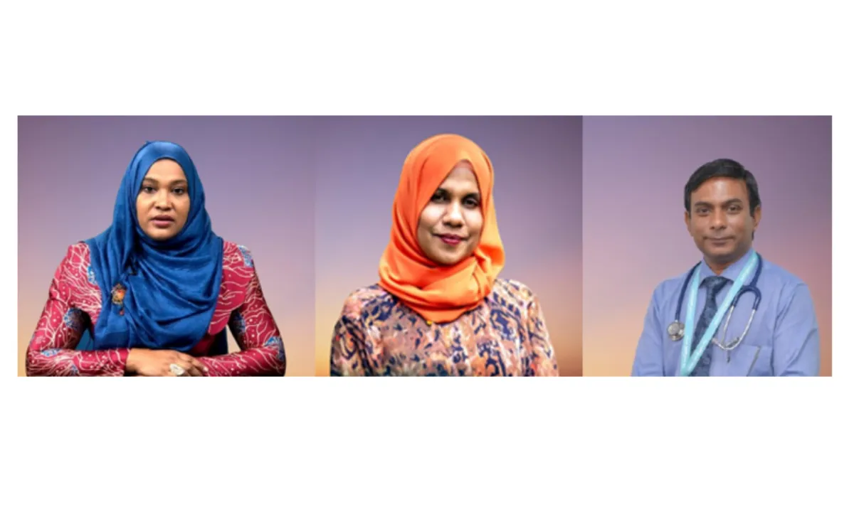 Aminath Eenas (Left) , Jabeen Mohamed (middle), Dr. Moosa Murad (Right)