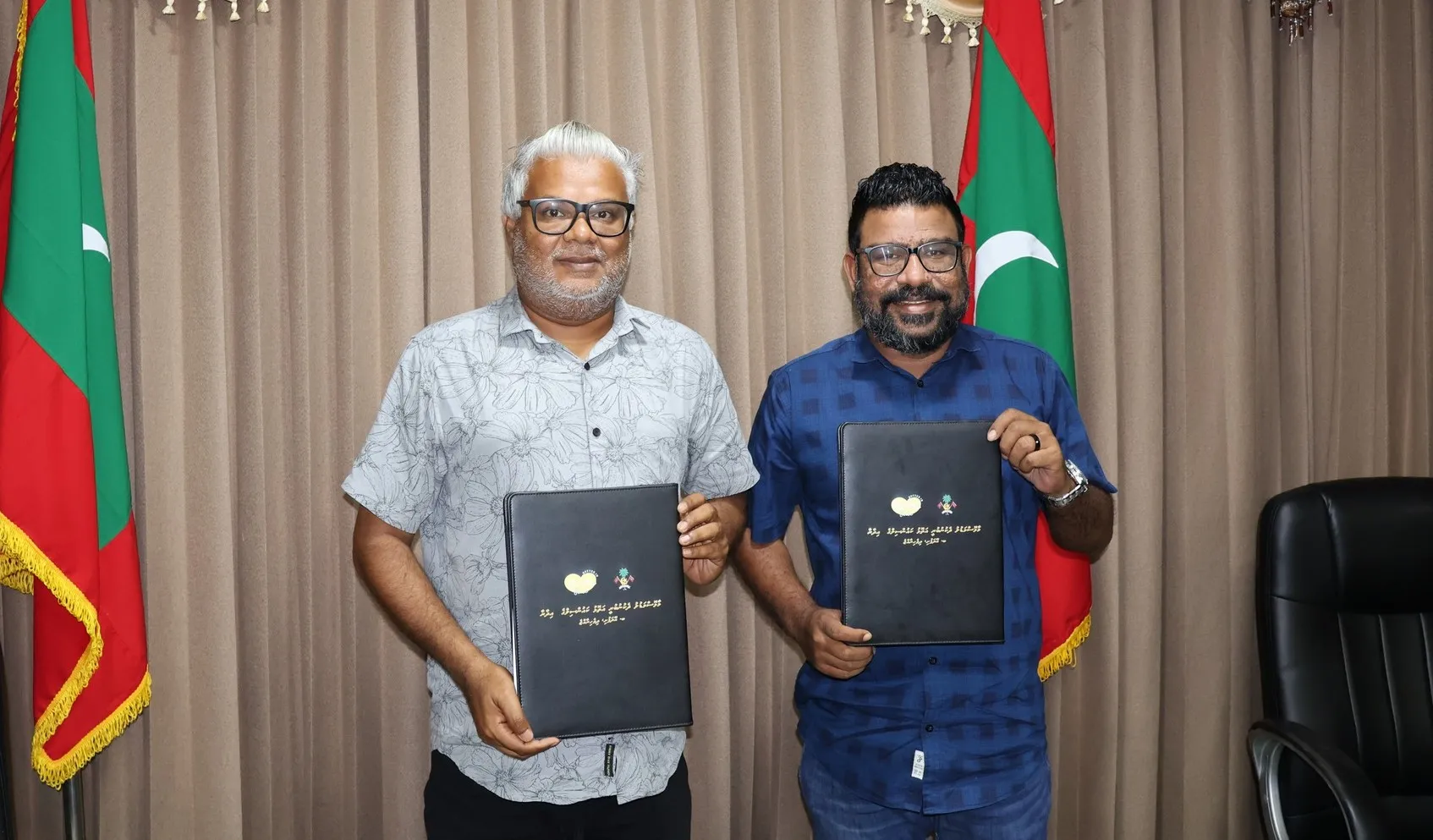 Agreement signing between Baa atoll council and Freedive Maldives (Photo/Secretariat of the South Maalhosmadulu Atoll Council)