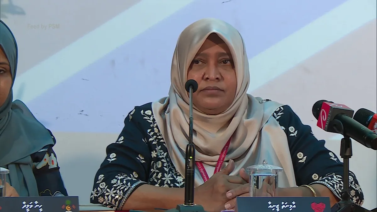 CEO of Aasandha, Aminath Zeeniya during press conference today