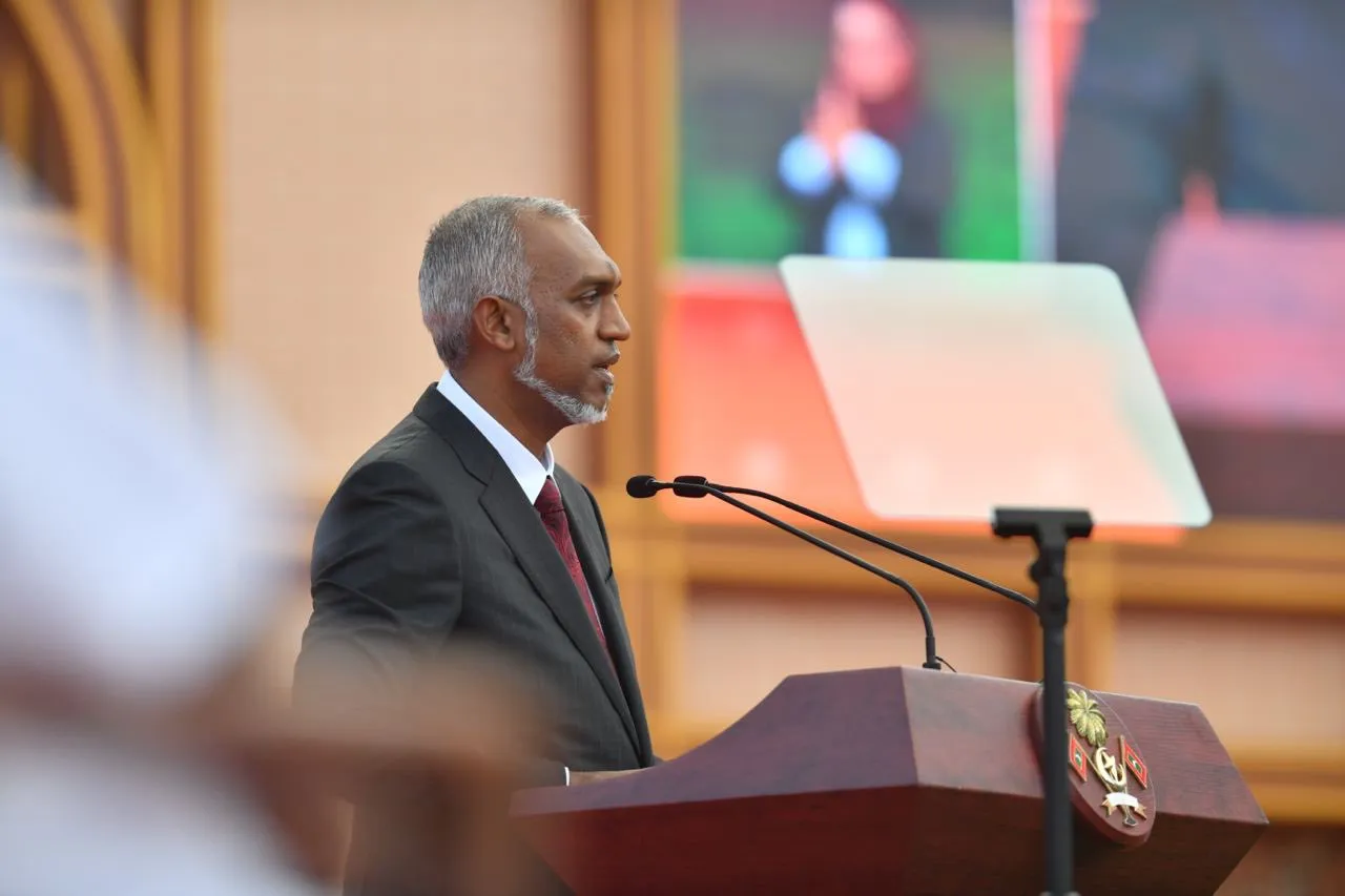 Dr. Muizzu speaks after being sworn in as President--- Photo: Parliament