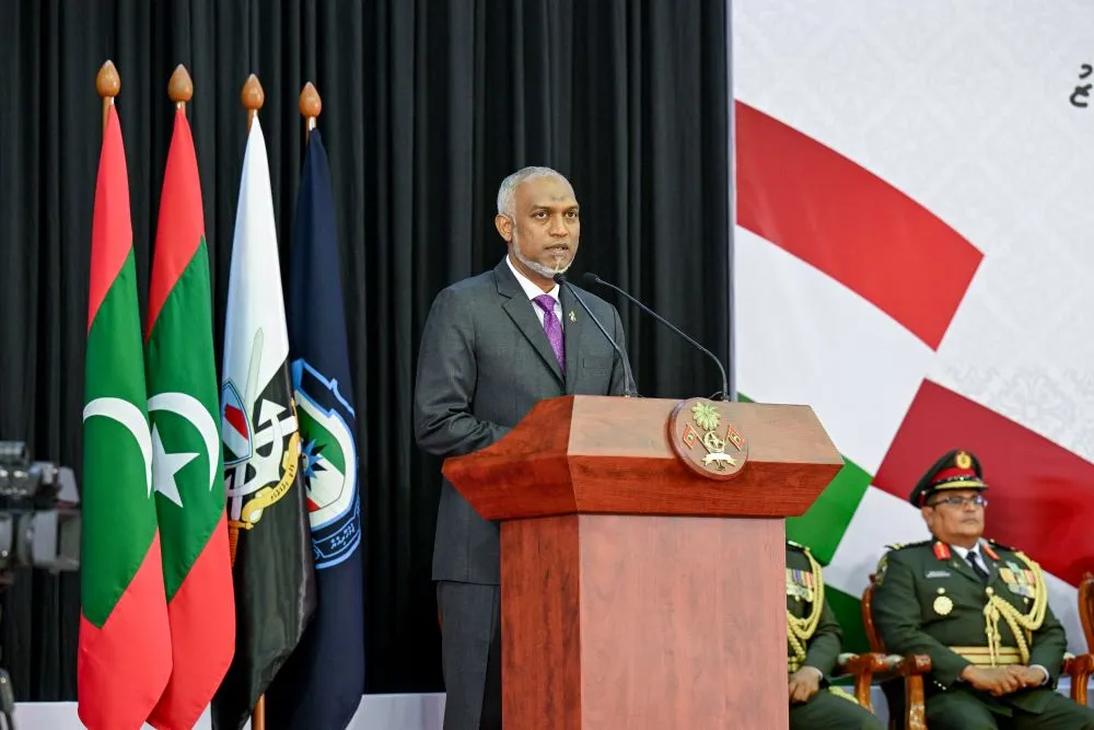 President Dr. Muizzu addressing the security forces (Photo/President's Office)
