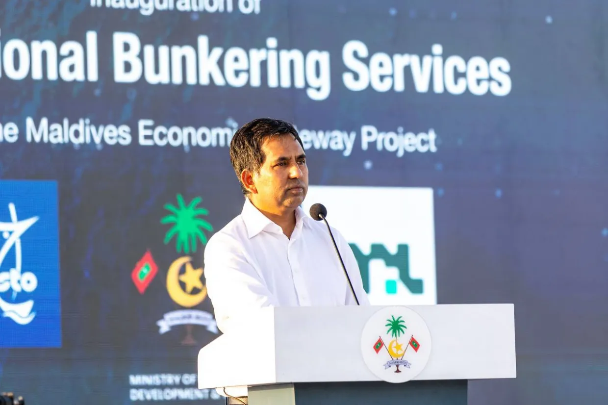 ބަންކަރިންގެ ފެށުމުގެ ރަަސްމިއްޔާތުގައި މިނިސްޓަރު ސައީދު ވާހަކަދައްކަވަނީ --  ފޮޓޯ: ސަން