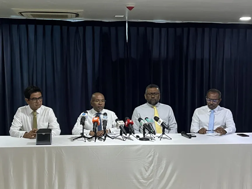 The Democrats and MDP holding a joint press conference