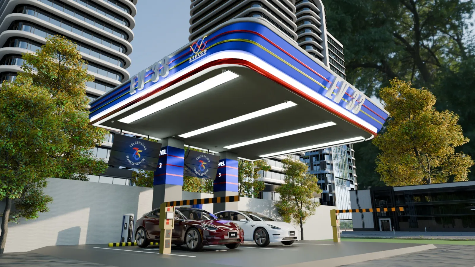 އިލެކްޓްރިކް ވެހިކަލް ޗާޖިންގ ސްޓޭޝަނެއް - ފޮޓޯ: ސްޓެލްކޯ