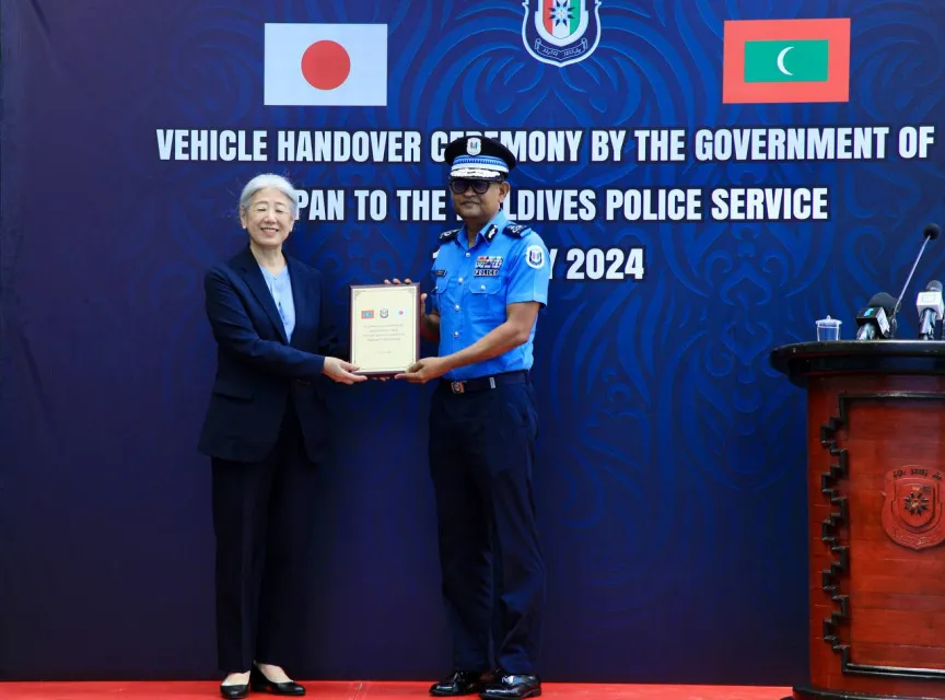 Commissioner of Police Ali Shujau and Japanese Ambassador to the Maldives, Takeuchi Midori (Photo/MPS)