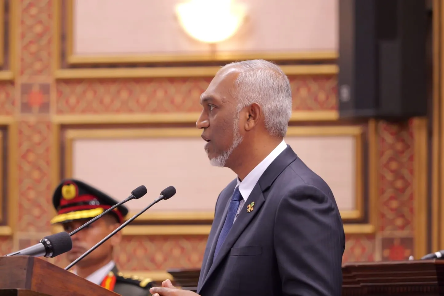 ރައީސުލްޖުމްހޫރިއްޔާ ޑރ މުހައްމަދު މުޢިއްޒު ރިޔާސީ ބަޔާން އިއްވަވަނީ-- ފޮޓޯ/ ރައީސް އޮފީސް