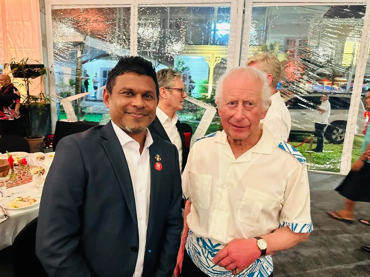 Vice President Hussain Mohamed Latheef with King Charles during dinner hosted by King Charles at the Commonwealth Heads of Government Meeting (CHOGM) (Photo/Maldives High Commission)