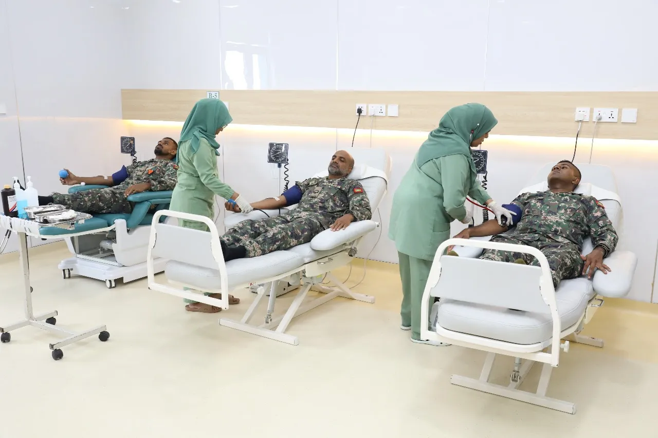 MNDF personnel donating blood during a donation drive (Photo/MNDF)