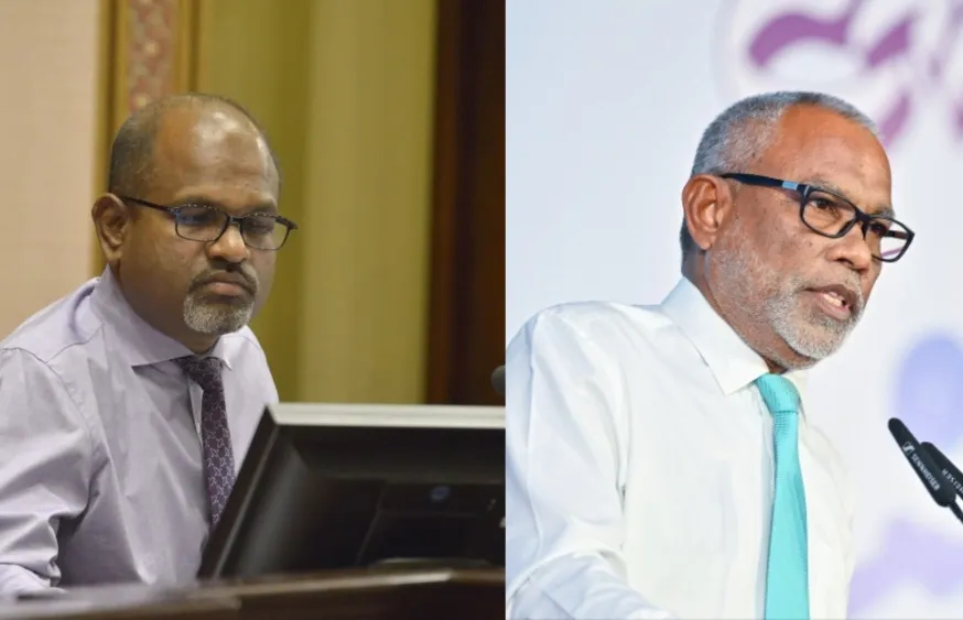 Deputy speaker, Ahmed Nazim (Left) and Speaker Abdul Raheem Abdulla (Right) of 20th Parliament