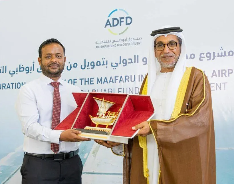 Minister of Construction, Housing and Infrastructure Dr. Abdulla Muththalib and Director General of ADFD Mohammed Saif Al Suwaidi (Photo/ Housing Ministry)