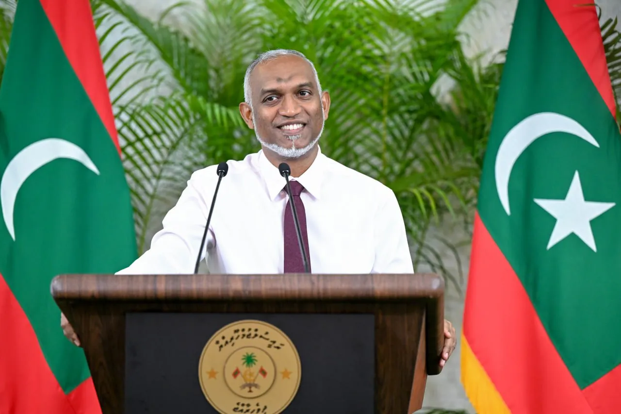 President Dr. Muizzu during press conference today (Photo/President's Office)