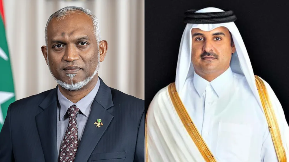 President Dr. Muizzu and  Sheikh Tamim bin Hamad Al Thani, the Emir of the State of Qatar