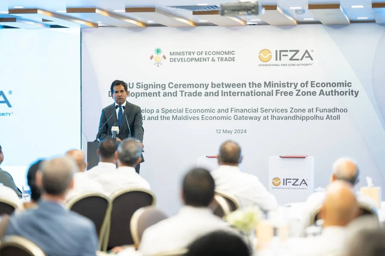 Minister Saeed speaking at today's ceremony (Photo/ Economic Ministry)